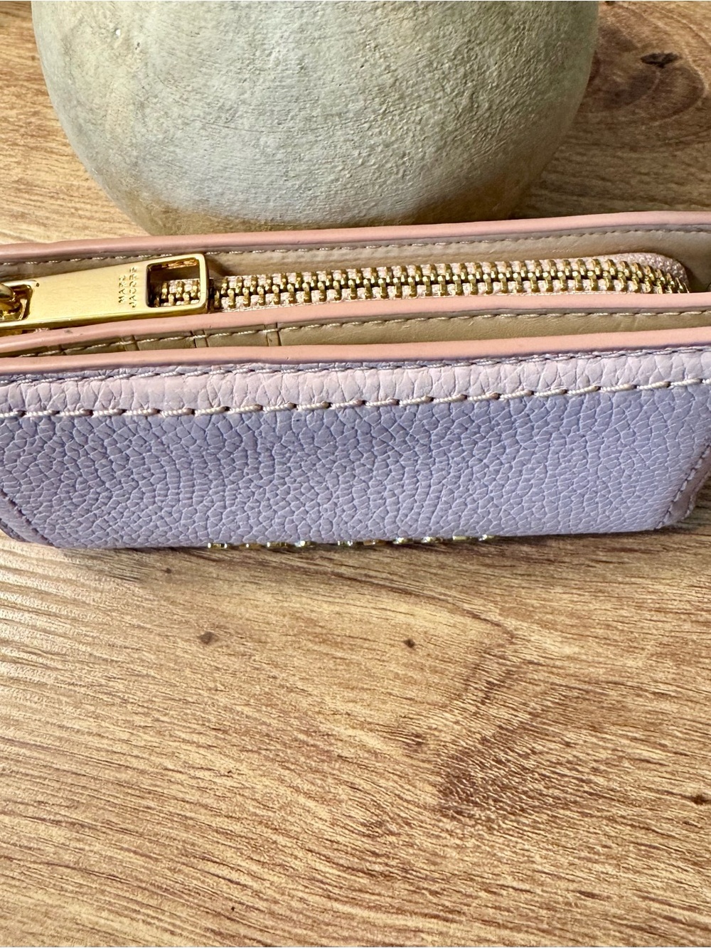 Marc Jacobs Topstitched Compact Zip Card Wallet Pink Leather - Picture 6 of 7